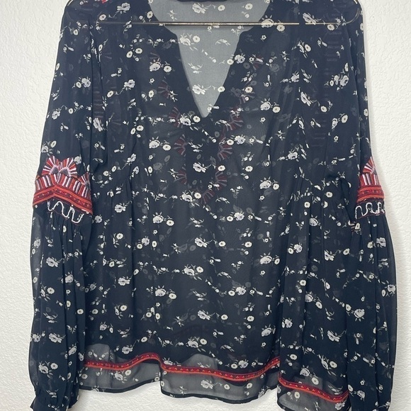 Ulla Johnson blouse silk embroidered sz 4 sheer long sleeve boho - Picture 8 of 12